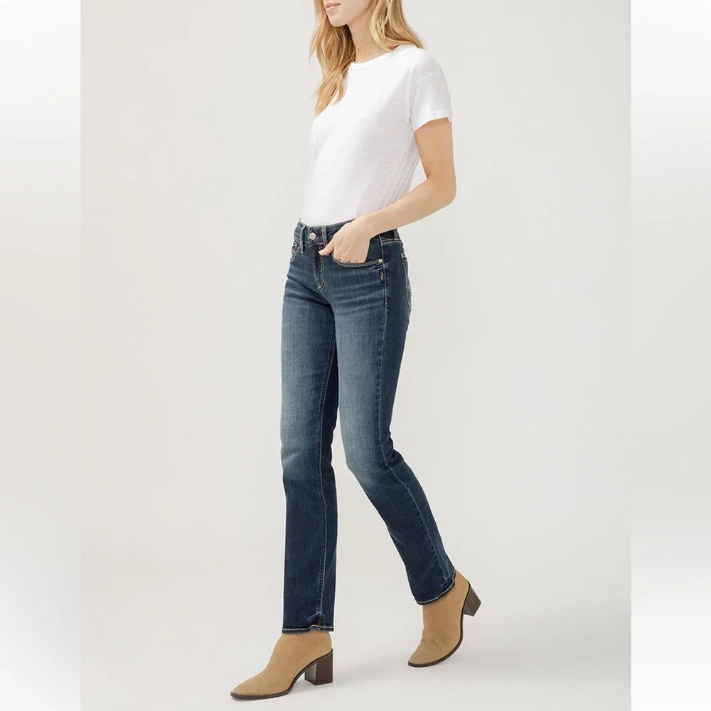 Silver jeans dark wash suki straight embroidered jeans - Picture 5 of 5